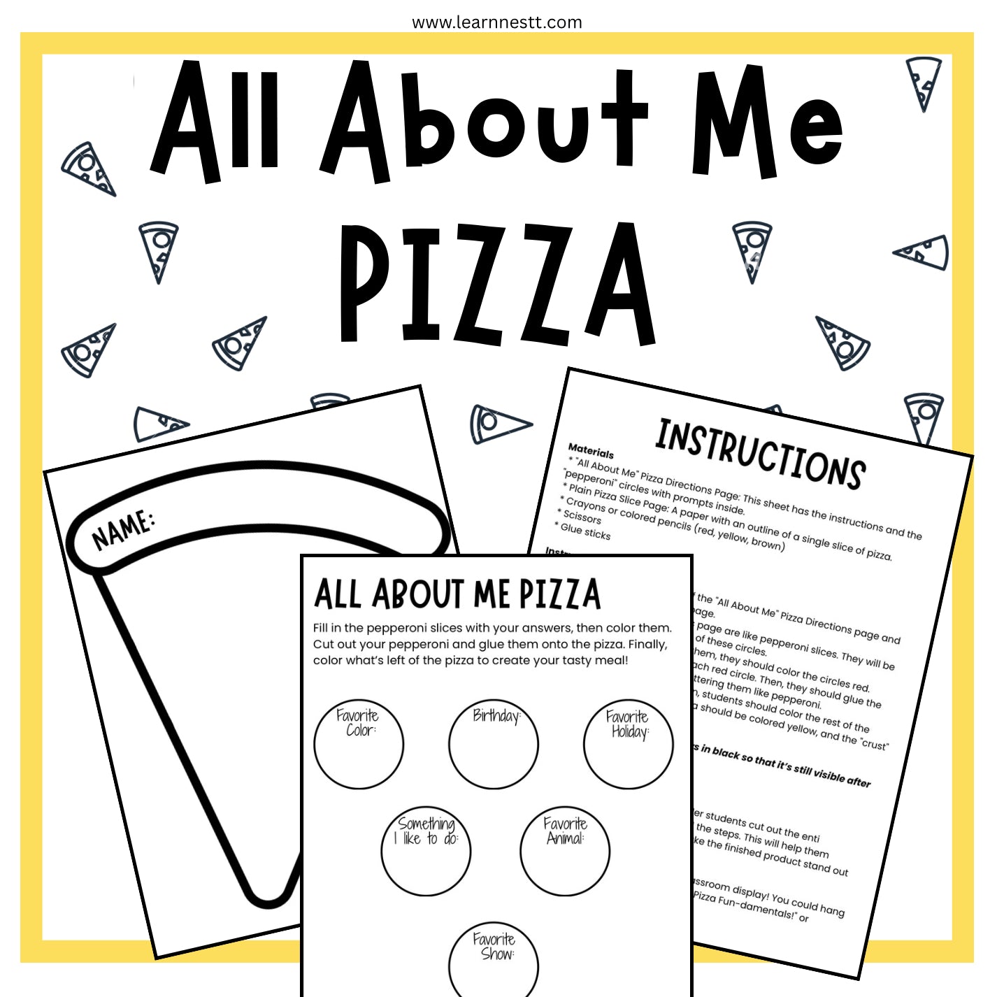 All About Me Pizza Activity